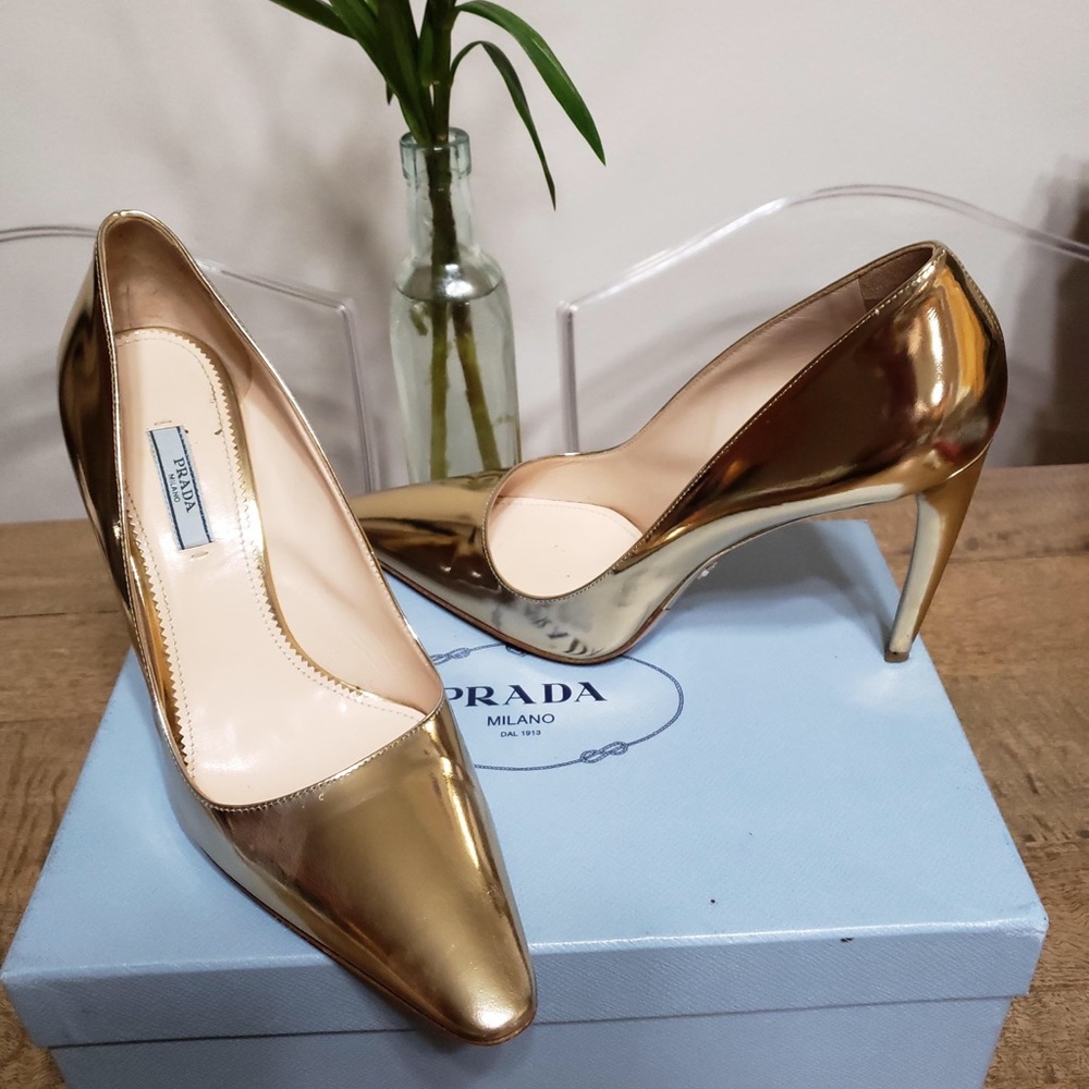 Gold Prada heels